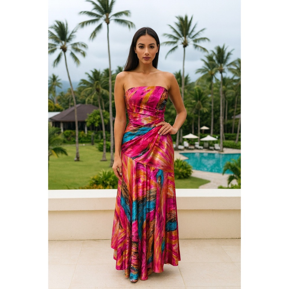 Speechless Dress Junior 1 Pink Multicolor Maxi Dopamine Satin Sleeveless Prom‎